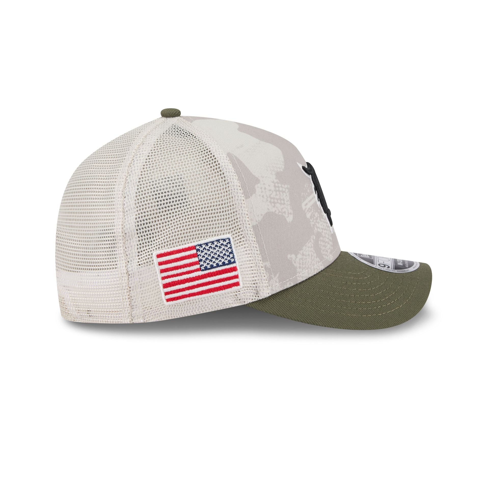 Detroit Tigers Armed Forces Day 2025 9FORTY M-Crown A-Frame Trucker Hat